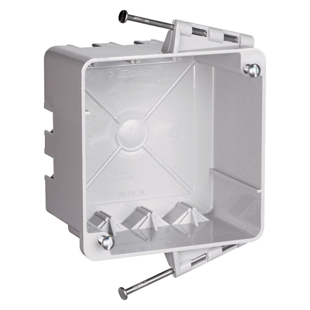 Threaded Through Box 4-Inch Square Electrical Box with Threaded Holes and Auto/Clamps ...